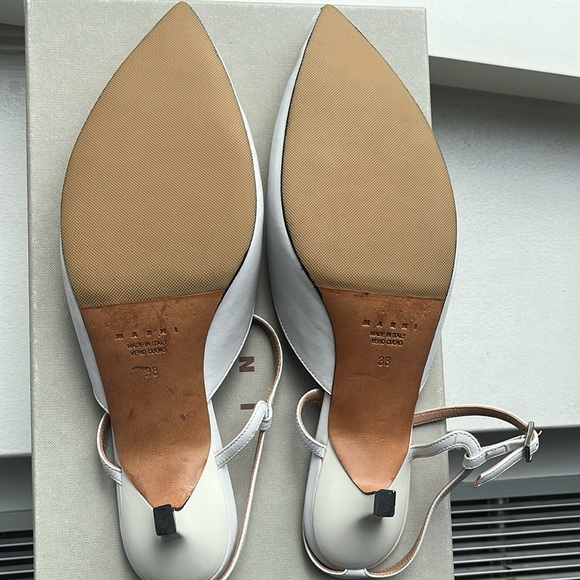 Marni - Sabot Shoe - White with Silver Studs - Kitten Heel - Picture 4 of 7